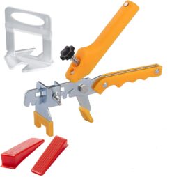 Set clipsuri, pene refolosibile 11 mm latime, cleste metalic nivelare placi ceramice 3-12 mm grosime